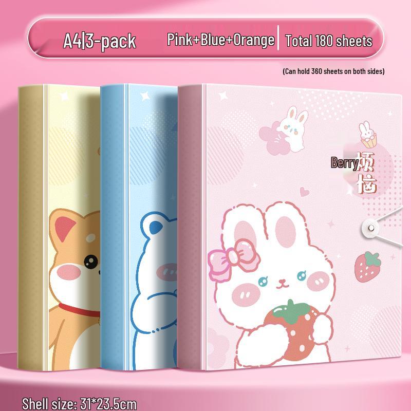 A4 Multi-Layer Transparent Document Folder with Loose-Leaf Inserts for Students