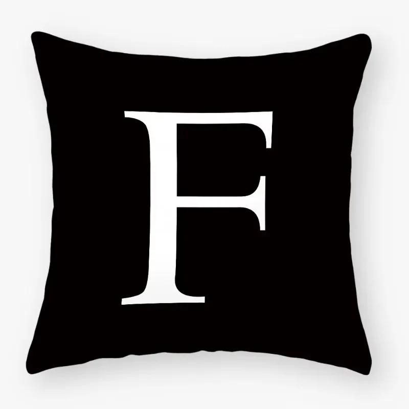 Black White Letters Sofa Decorative Cushion Cover Pillow Pillowcase Polyester 45*45Cm Throw Pillow Home Decor Pillowcover