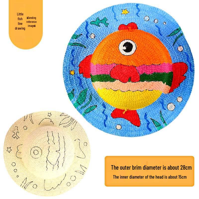 Child's DIY Painted Straw Hat Kit - Creative Art & Coloring for Kindergarten