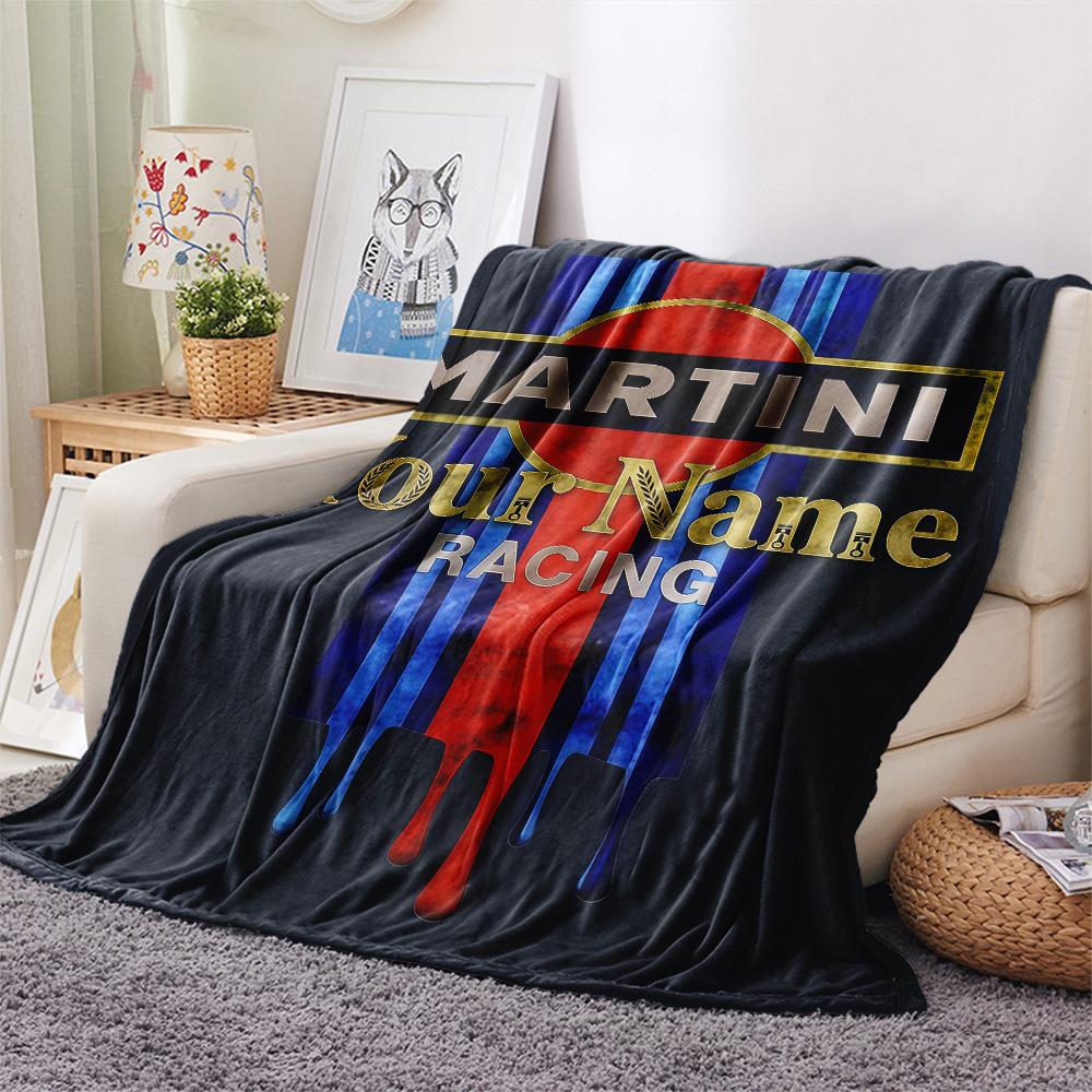 1PC Martini Custom Name Patterned Flannel Blanket Suitable For All Seasons For Home Decor Warmth And Comfort Gifts Holiday Present