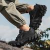 Casual Sports Shoes Men Outdoor Shock-absorbing Lace-up Low-top Men Shoes Solid Color Flat Breathable Hiking Shoes Men