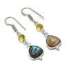 Natural Labradorite, Citrine Gemstone 925 Sterling Silver Earring 1.69" AE-11834