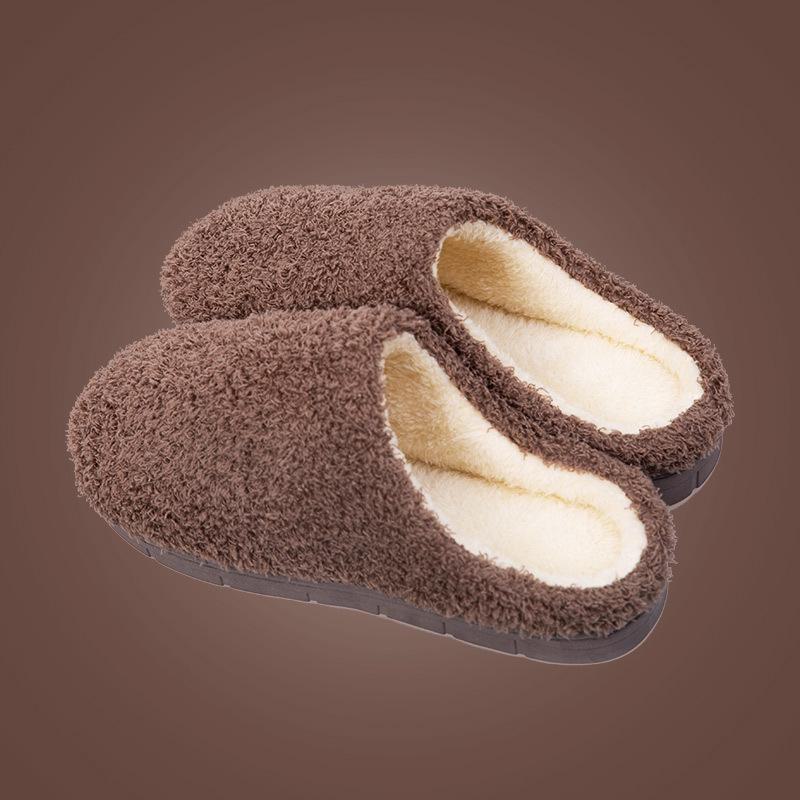 Men's and Women's Non-Slip Plush Cotton Indoor Slippers: Warm, Soft Winter Shoes for Home.