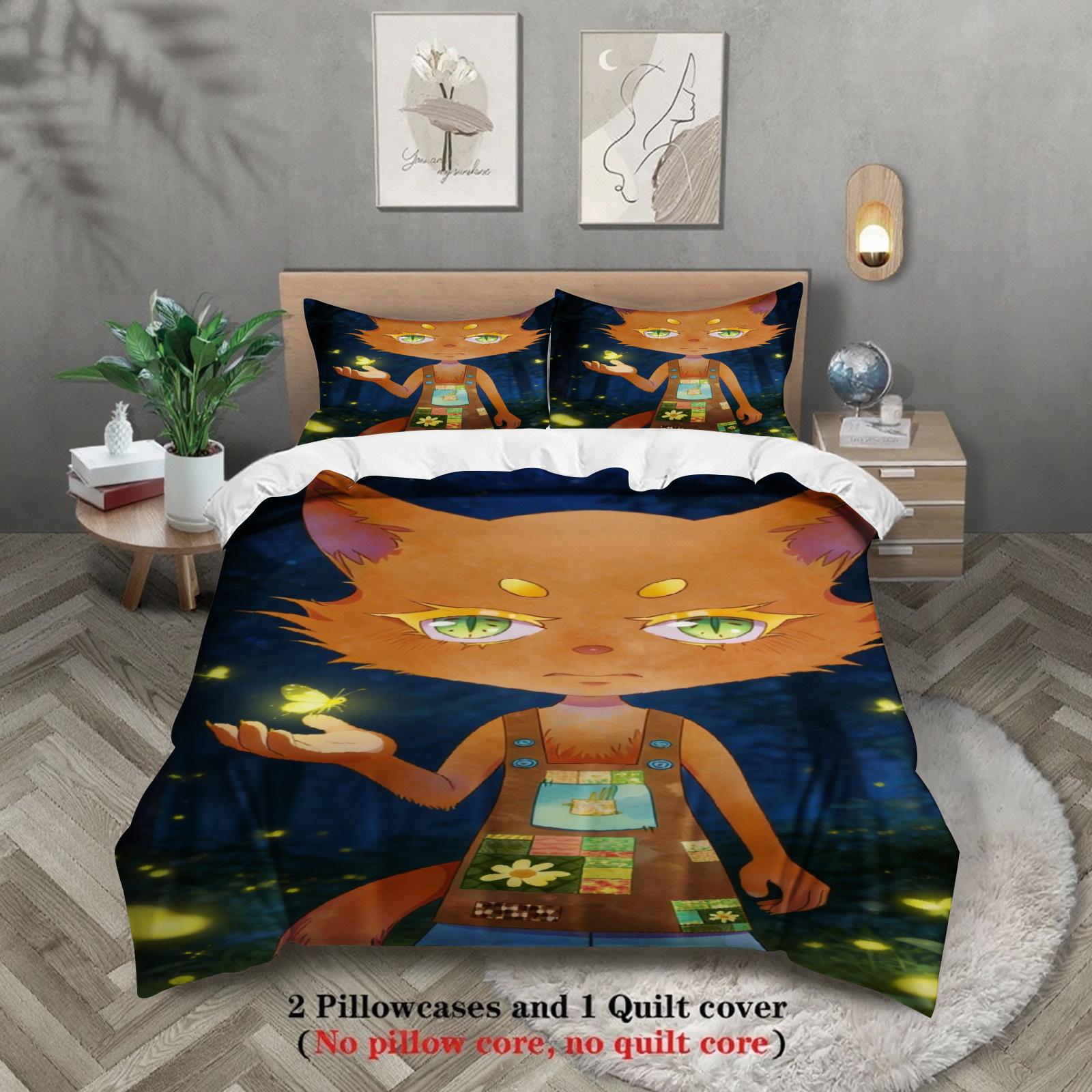 

Black Bedding Set Softville Cozy Town Cute Fern the Quilt Fox With Duvet Cover & Pillowcase For Children s Bedroom Decor AU Double(180x210cm)