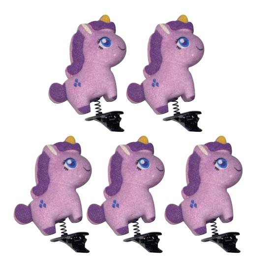 Girl Hair Pin Flocking Cartoon Horse Design Metal Hair Clips Bright Color Decorative Holiday Party Hairpins Hair Accessories