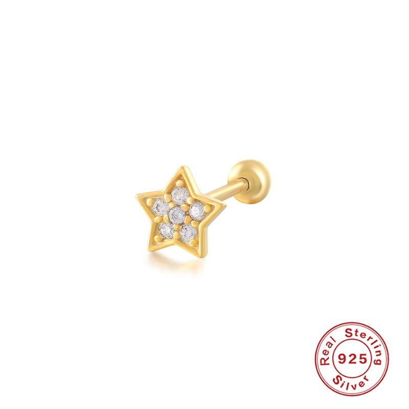 S925 Sterling Silver Piercing Earbone Stud Pinna Stud Earring Zircon Body Earring Flower Snowflake Stud Earrings Europe and America 2026