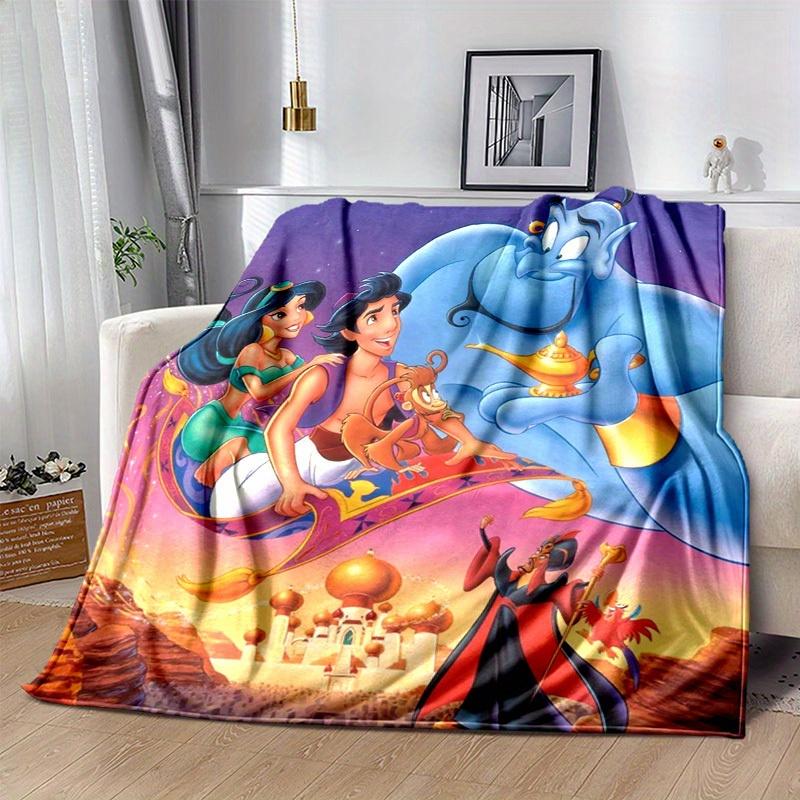 1pc. Blue Genie Holding Magic Lamp Flying Carpet for Home Office Outdoor Blanket Gift Suitable All Seasonsz0417201