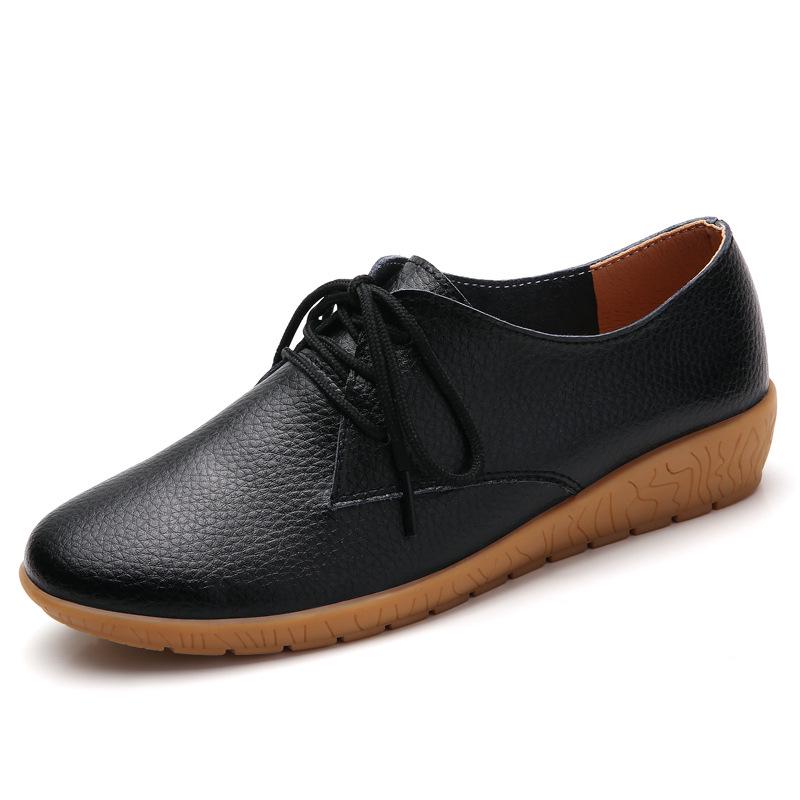 New Spring Genuine Leather Flat Shoes for Women Korean Style Student Casual Versatile White Shoes for Women Large Size Leather Shoes