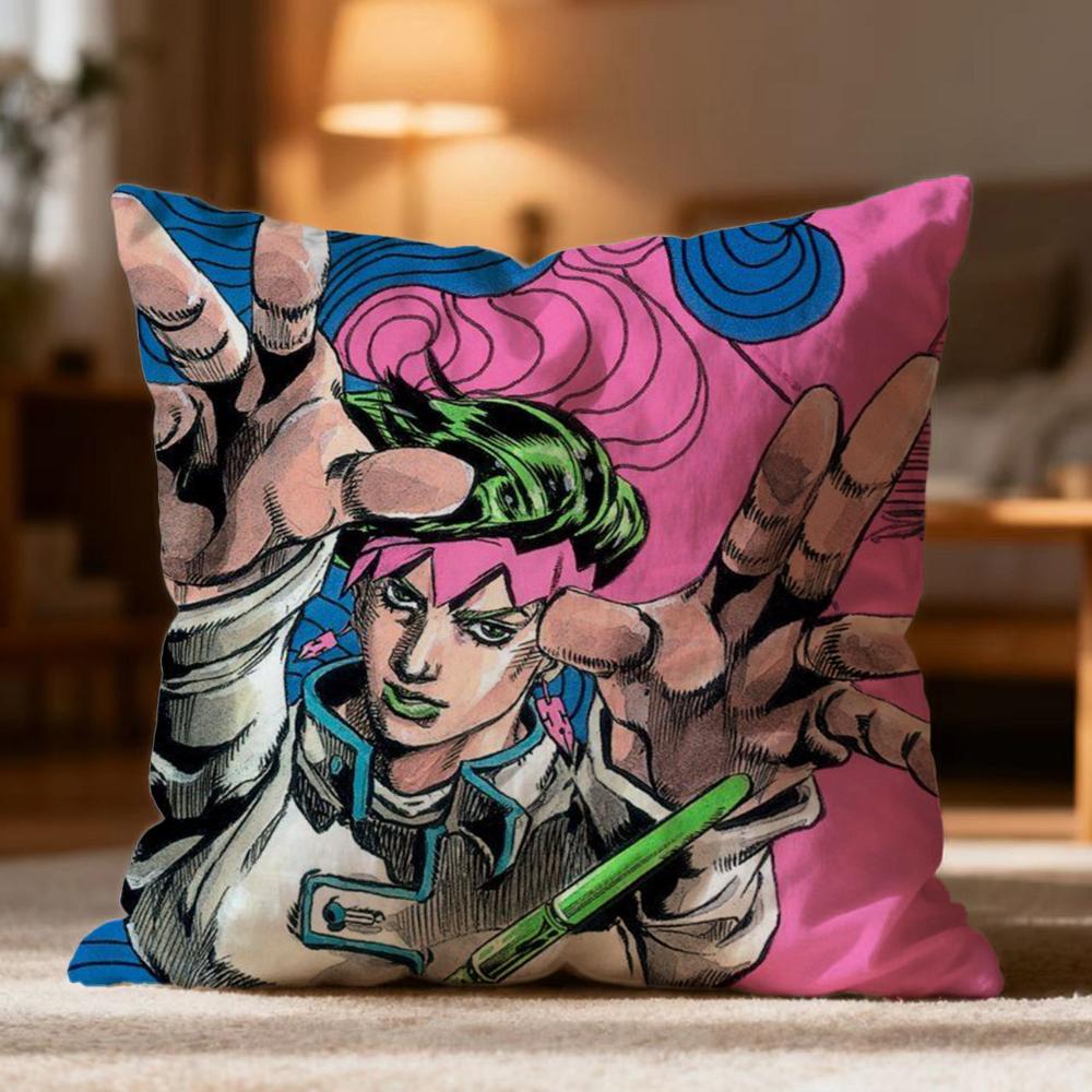 Hot J-JJoJo's Bizarre Adventure Cushion Cover Soft Washable Pillow Case Multi-Scene for Couch Bed Travel Office Use