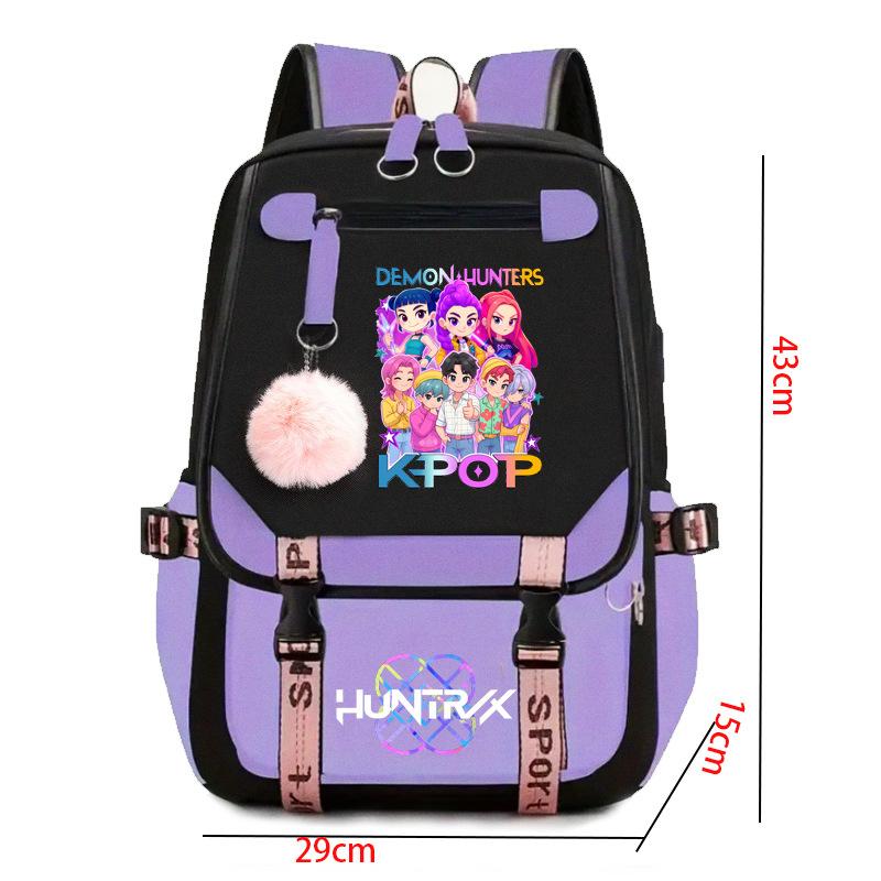 Kpop Witch Hunting Group Saja Boys Peripheral Printed Backpack Backpack, Student Campus Fur Ball Backpack CLE