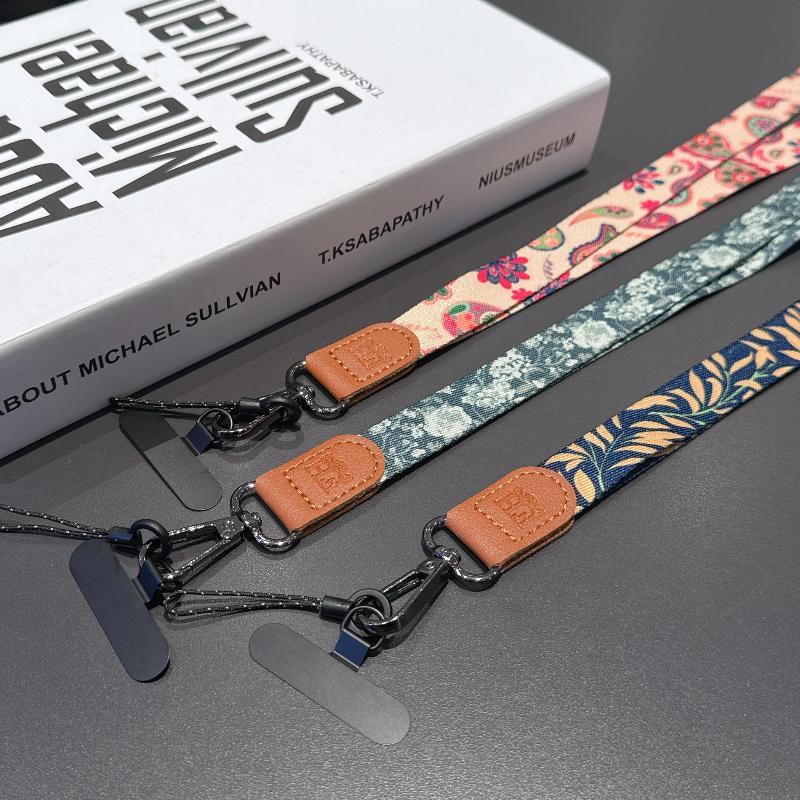 Retro Pattern Crossbody Cell Phone Lanyard Adjustable Hanging Neck Mobile Phone Strap Lanyard Pendant With Universal Card Gasket