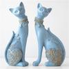 Classic Kitten Ornaments Solid Resin Artistic Creative Decoration Tv Cabinet Ornaments Waterproof Texture Blue-white/blue
