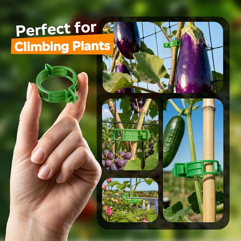 300Pcs Plant Clip for Climbing Plants Plastic Trellis Plant Support Clips for Garden,Reusable Clips for Supporting Grape Tomato Vine,Vegetables Plants