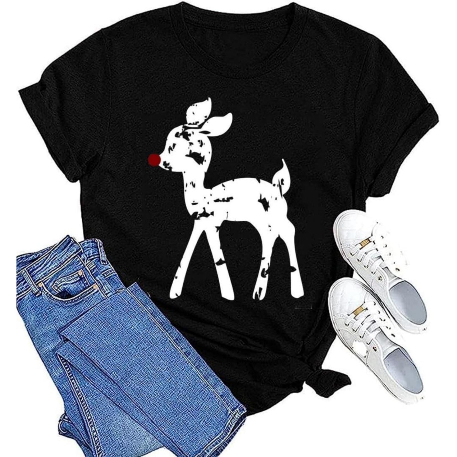 Christmas Shirts for Women Funny Christmas Decoration Element Graphic Shirts Tree Light Letter Printing Family Tops S