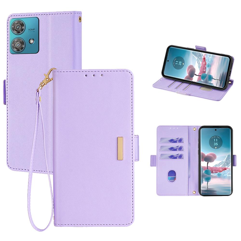 For Motorola Edge 40 Neo 5G Leather Wallet Case RFID Blocking Stand Cover with Hand Strap