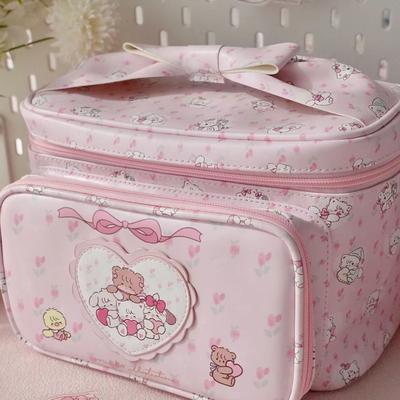 Cartoon Neue Kosmetiktasche Aufbewahrungstasche Große Kapazität Niedliches Kleines Tier Quadratische Handtasche