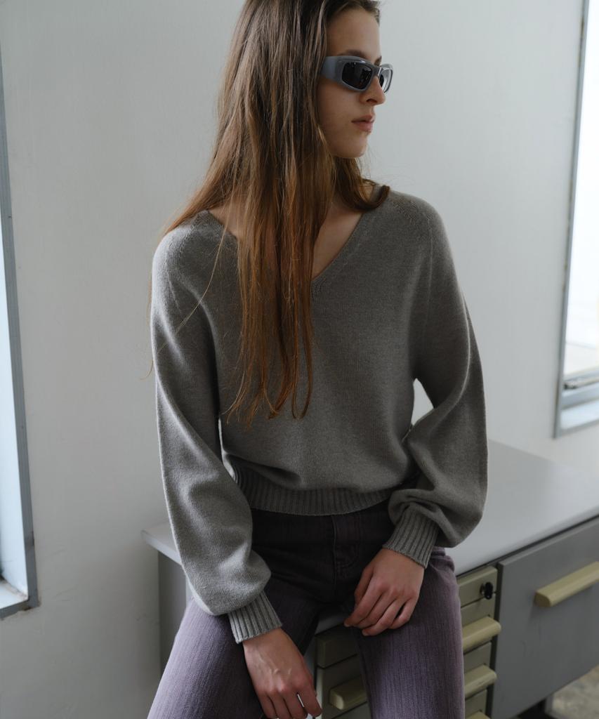 EN OR Basic V-Neck Raglan Knit - Beige