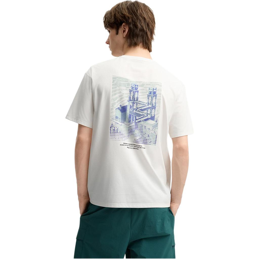 Fila X M.C. ESCHER Heritage Series Simple Fashion Knit Short Sleeve T-Shirt Men Tops F11M538129F-WT