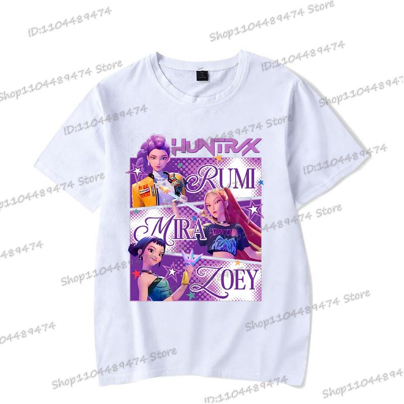 Summer New KPop Demon Hunters T-shirts Vintage Korean Ulzzang Anime Rumi Tiger Saja Boys Tshirts Hip Hop Streetwear Teenage