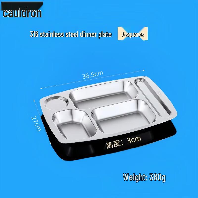 Fu ou 316 Stainless Steel Five-Compartment Tray