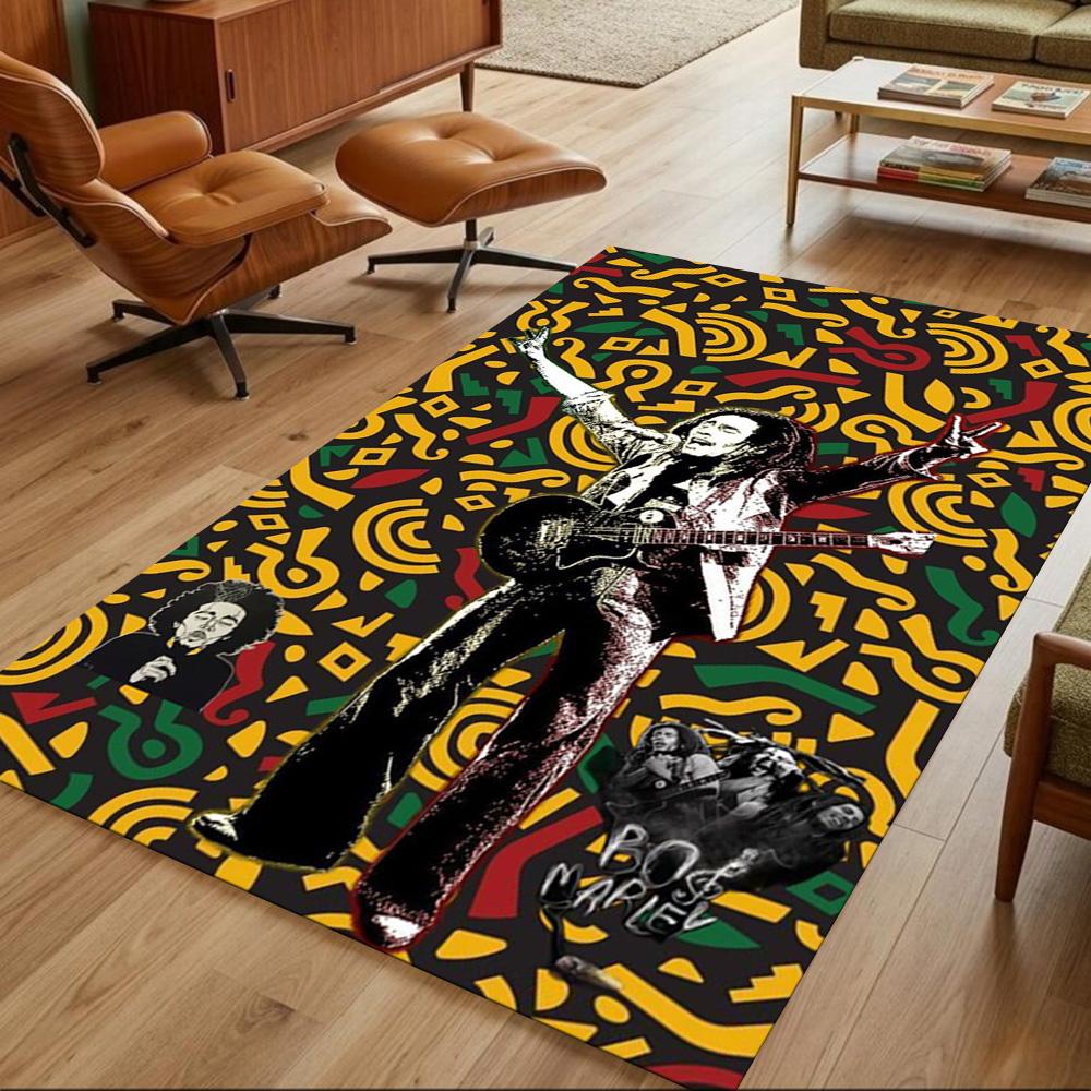 Bob Marley Area Rug Design for Entryway Outdoor Living Rooms Playrooms Anti-slip Rug Decorate Offices Perfect Gift for Women/Men