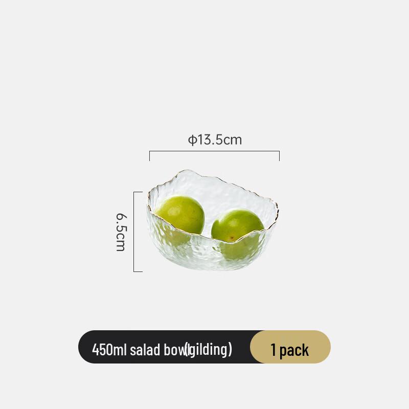 CCKO Gold-Edged Iceberg Pattern Glass Salad Bowl Set