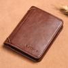 Men's Cross-Border Slim Tri-Fold Leather Wallet with ID and Card Holder