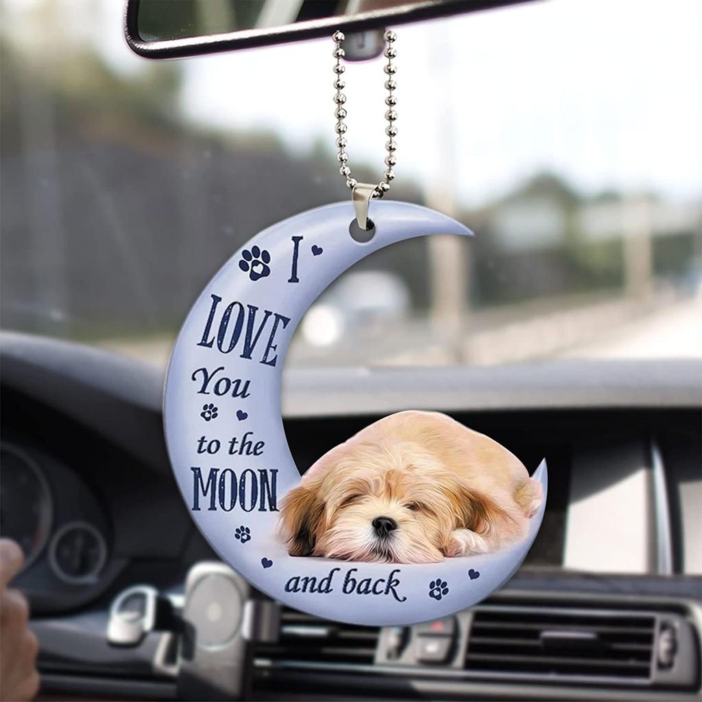 

Moon Cartoon Colorful Dog Acrylic Hanging Decoration For Car And Charm Home Rose
