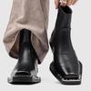 Mode Stijl Heren Chelsea Boots Dikke Zool 3cm Merk Heren Enkellaarzen Feest Mannen Schoenen Puur Zwart Grote Maat 45