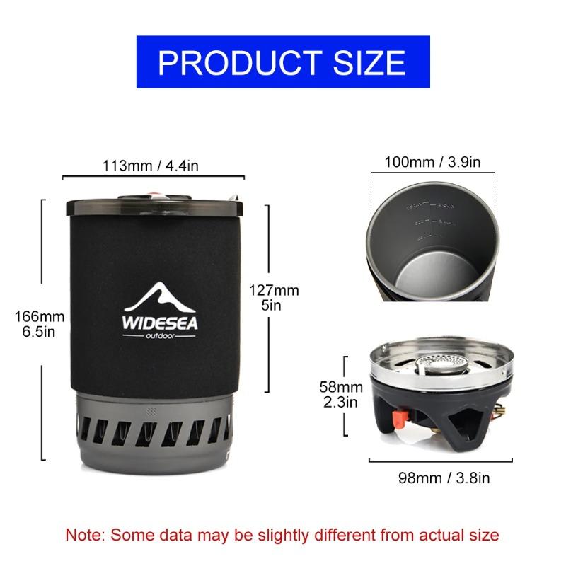 Set Caffettiera Portatile da Campeggio Widesea French Press Caffettiera 0.9L Fornello a Gas 1100BTU con Coperchio Antiscottatura per Esterno Hi