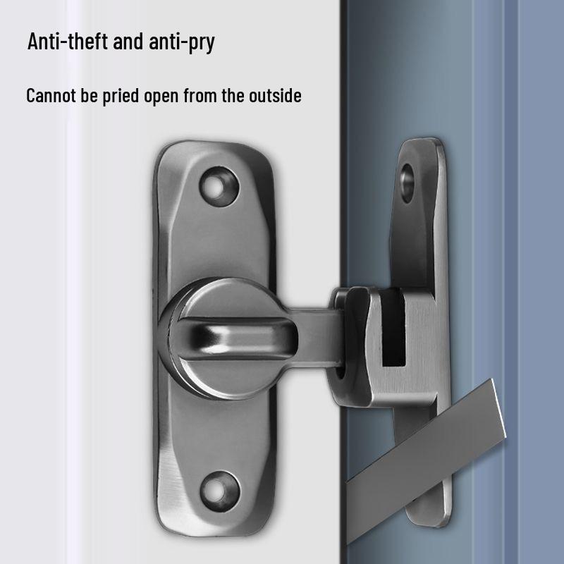 Alloy Push-Pull Sliding Door Latch - Hole-Free Anti-Theft Lock for Hotel Bathroom