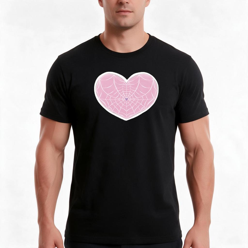 Pastel Spider Web Heart Tshirt Summer Casual Cotton Tee Oversized Streetwear Tops Vintage Graphic Print Unisex Unisex Unisex