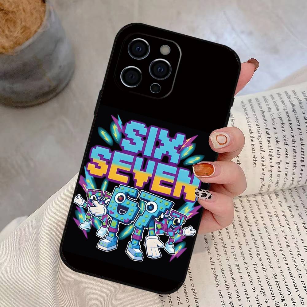 Custodia per telefono Six Seven 67 Per iPhone 17,16,15,14,13,12,11 Plus,Pro Max,XS,Copertura Nera in Morbido Silicone