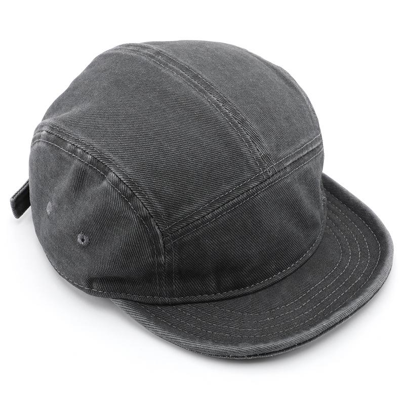 Unisex gewaschene Baumwolle 5-Panel-Kappe Vintage flacher Schirm Streetwear Camp Cap