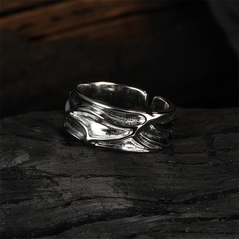 Unregelmäßige Zinn Papier Vulkan Lava Ring Weibliche Finger Zubehör Öffnung 925 Sterling Silber Ring Frauen Schmuck Einfache Coole Geschenk