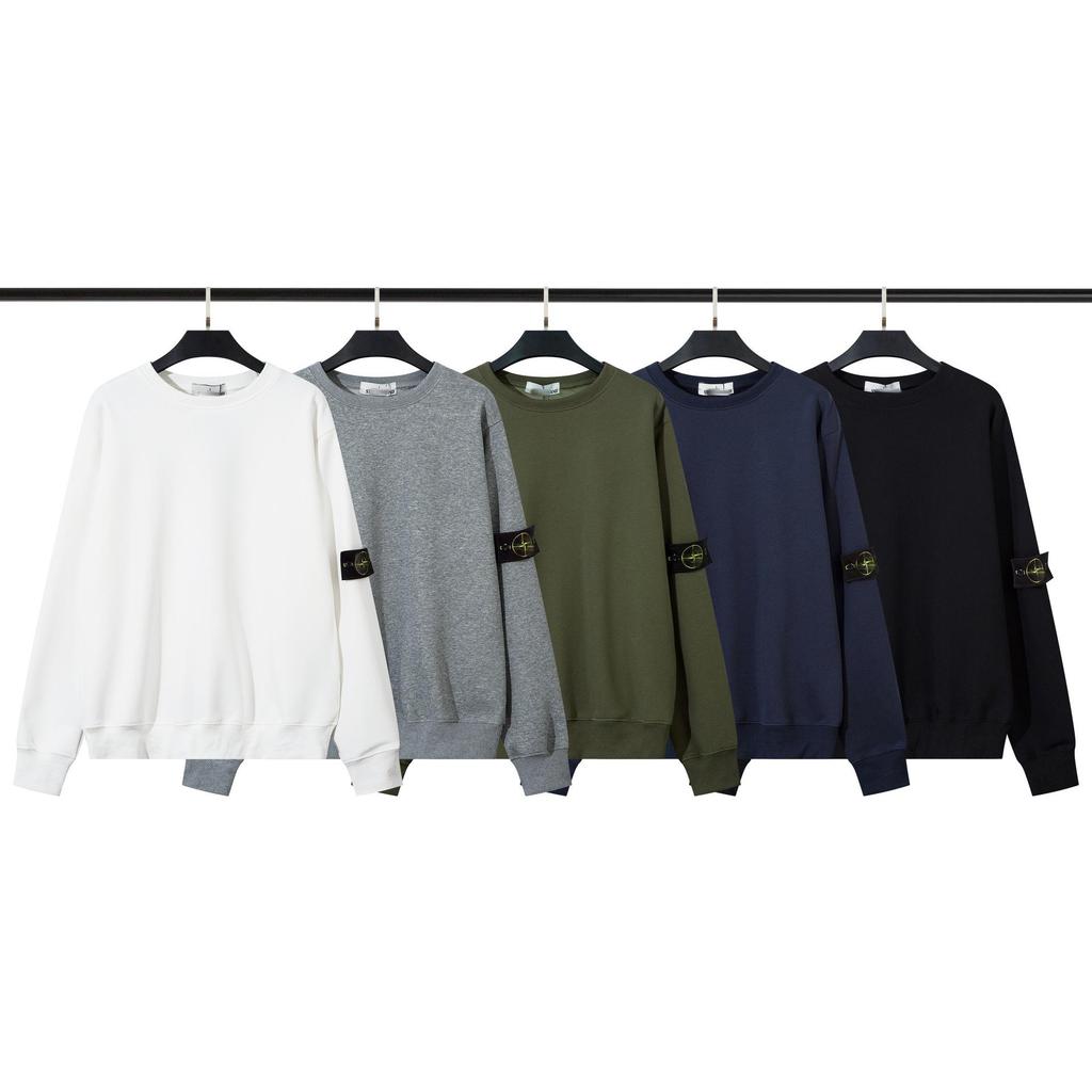 Cross ClassicSTONE Einfarbig Rundhals-Kapuzenpullover mit Abzeichen - Unisex Langarm für Paare