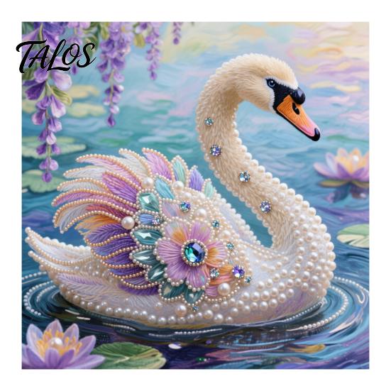 Decorative Tabletop Craft Ornaments Luxury Faux Pearl Rhinestone Painting Kit, 25x25cm DIY Resin Art with Animal Unique Projects Floral Patterns,