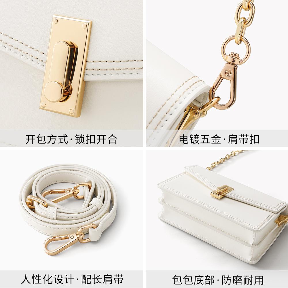New Leather Women's Bag, Messenger Bag, High-end Chain, Single Shoulder, Simple Underarm Envelope, Commuter Small Square Bag.