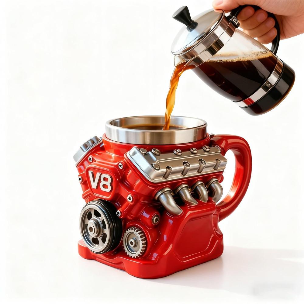 Retro V8 Engines Stainless Steel Cup Double Wall Insulation Car Mug  Gifts for Men and Boys