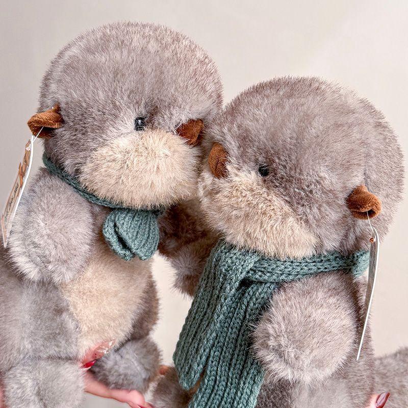 26CM Cute Scarf Otter Plush Toy Sea Otter New Kawaii Soothing Children's Doll As a Birthday and Festival Gift for Kids