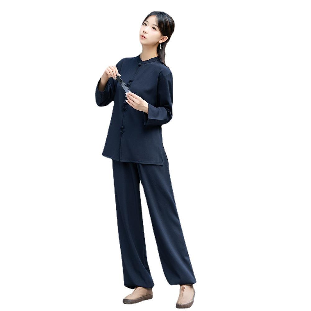 Men's New Chinese Style Tai Chi and Meditation Two-Piece Set for Yoga and Morning Exercise
