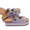 Nuove Sandali Estivi da Donna Taglie Forti Moda Suola Chunky Corda di Canapa Doppia Fibbia Strass Sughero Sandali da Spiaggia a Infradito