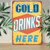 Retro Metal Tin Sign Cold Drinks Wall Decor for Bar Garage Pub Man Cave