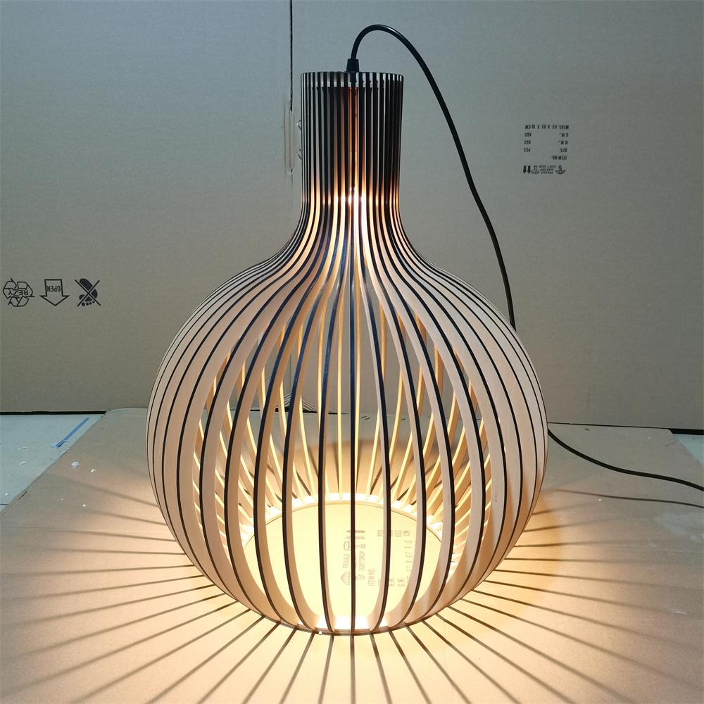 Modern Wood Pendant Light for Living Room Decoration Black Hanging Lamp Suspension Wooden Chandelier Lighting Fixtures
