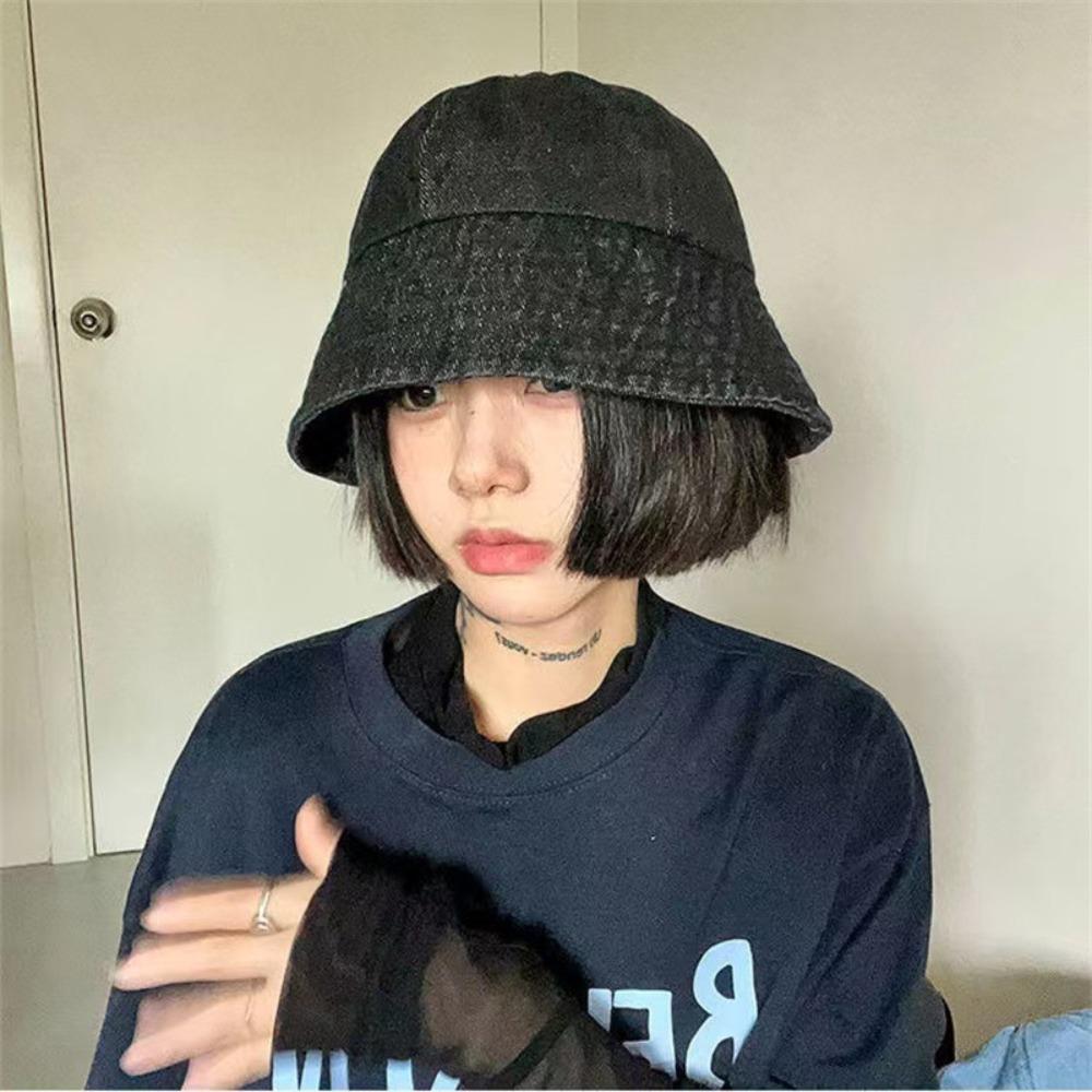 Washed Cowboy Panama Hats Wide Brim Fisherman Hats Retro Bucket Hat Unisex чёрный