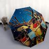 1 Stück Weihnachts-Rentier-Familienporträt Automatischer Faltregenschirm, Tragbares 3-fach Design mit 8-Speichen-Eisenrahmen, Outdoor für Fans, Reisende, Jeden Tag