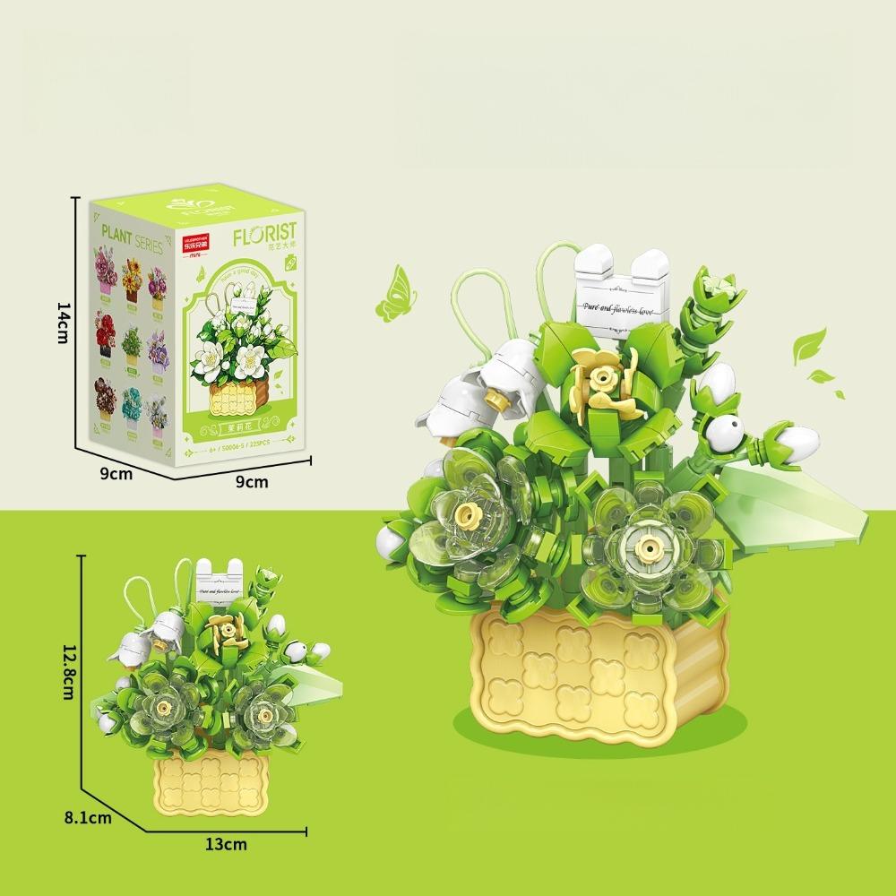 

Квіткова Форма Вічна Квіткова Кошик Міні Частинки Зібрана Іграшка Будівельний Блок Настільний Орнамент C