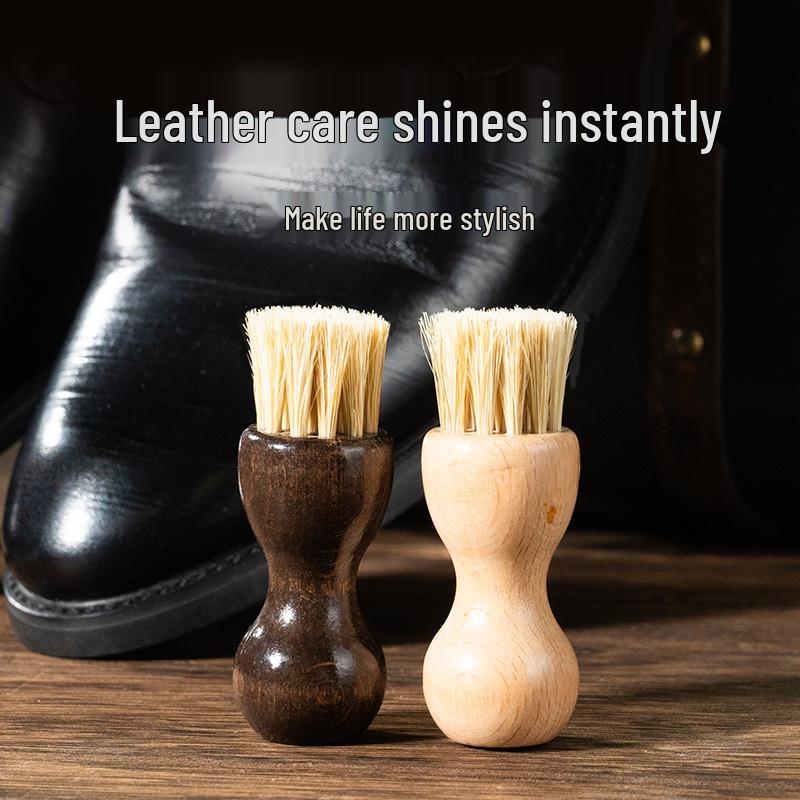 Mini Beechwood Chess-Shape Boar Bristle Shoe Brush - Dual Color, Polished, Multi-functional for Dust Removal