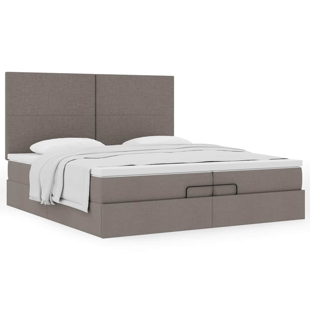 Ottoman Bed with Mattresses Taupe 200x200 Cm Fabric