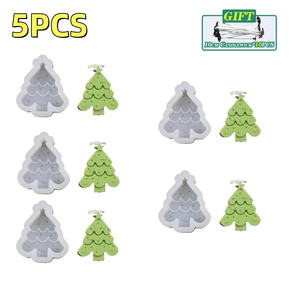 1-5PCS Christmas Silicone Candle Mold DIY Handmade Aromatherapy Molds Baking Resin Soap Decorative Ornament Tools for Home Decor
